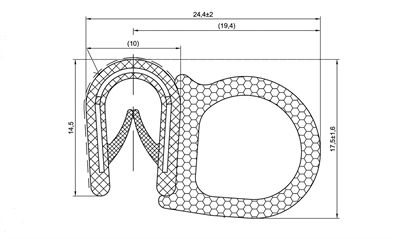 PVC profil w/EPDM bulp 1-4 mm