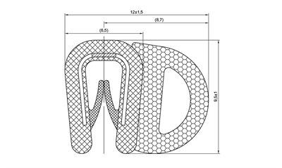 PVC profil w/EPDM bulp 1-2 mm