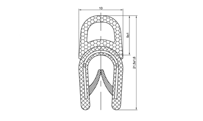 PVC/EPDM Clamp profile w/ steel insert 1-4 mm